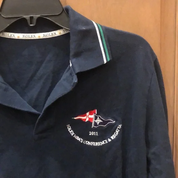 Rolex quarter button long sleeve cropped boxy polo MBA regatta flag embroidery